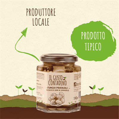 <strong>FUNGHI PRATAIOLI</strong><br>IN OLIO DI SEMI DI GIRASOLE
