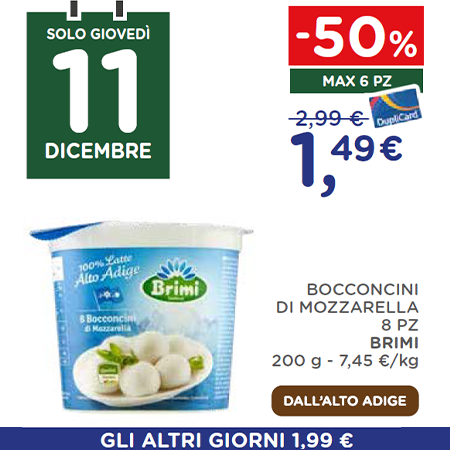 Solo giovedì 11 dicembre
