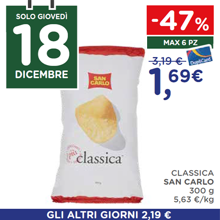 Solo giovedì 18 dicembre