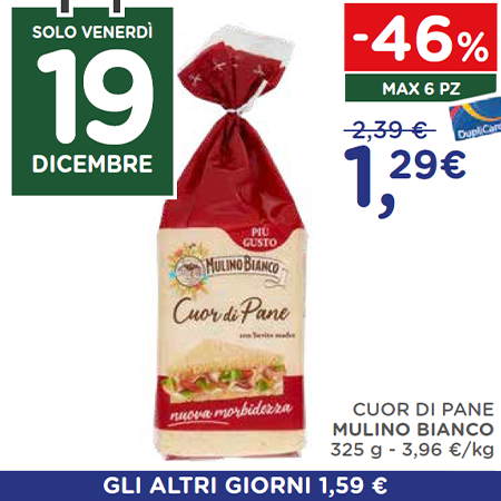 Solo venerdì 19 dicembre