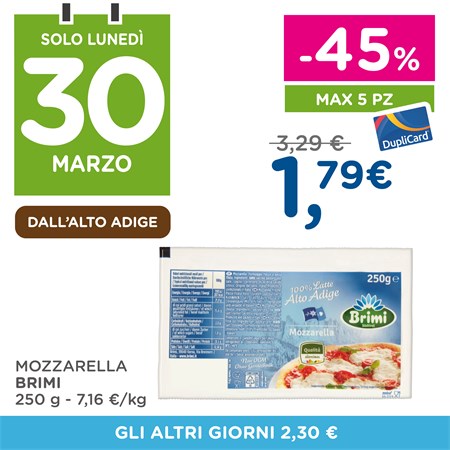 Solo lunedì 30 marzo