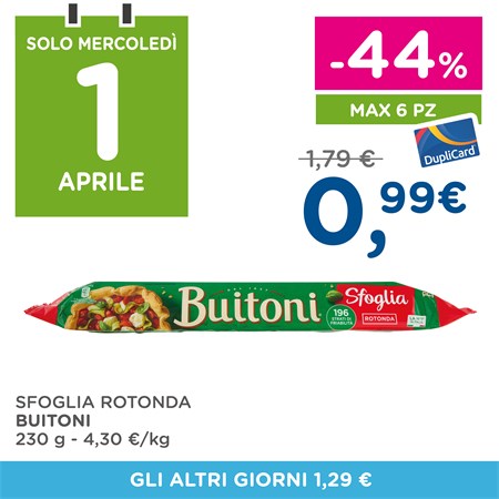 Solo mercoledì 1 aprile