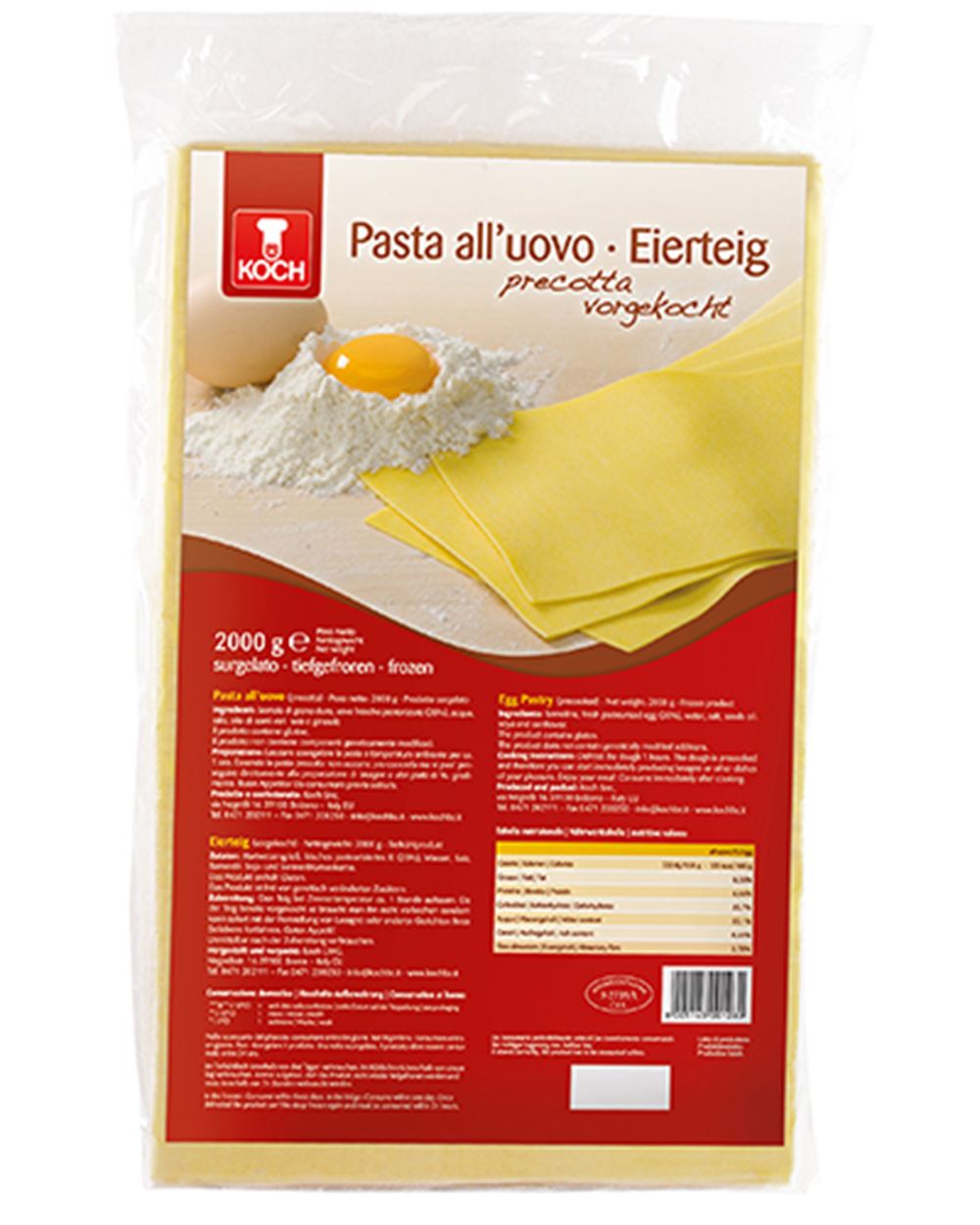 PASTA ALL'UOVO PRECOTTA KOCH 2 kg 