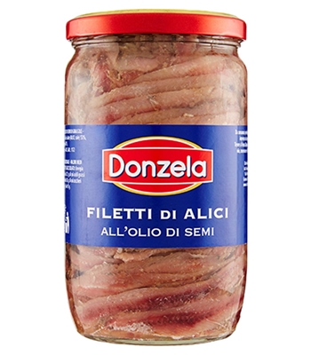 FILETTI DI ALICI ALL'OLIO DI SEMI DONZELA 720 g FILETTI DI ALICI ALL'OLIO DI SEMI DONZELA 720 g