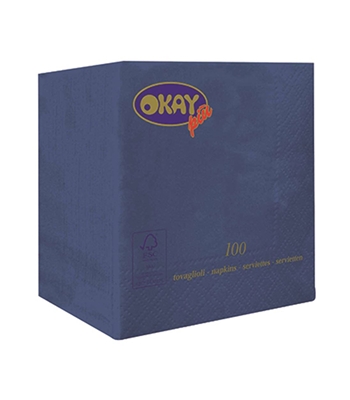 TOVAGLIOLI 2 VELI 25X25 BLU NOTTE OKAY 100 pezzi TOVAGLIOLI 2 VELI 25X25 BLU NOTTE OKAY 100 pezzi