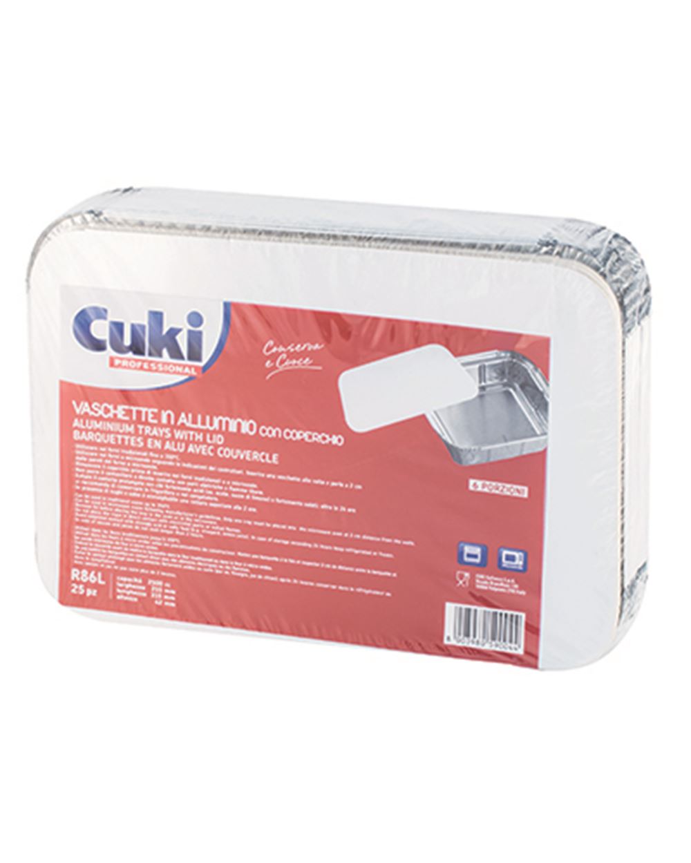 CONTENITORE IN ALLUMINIO CON COPERCHIO RETTANGOLARE R86L 6 PRZ CUKI  25 pezzi 