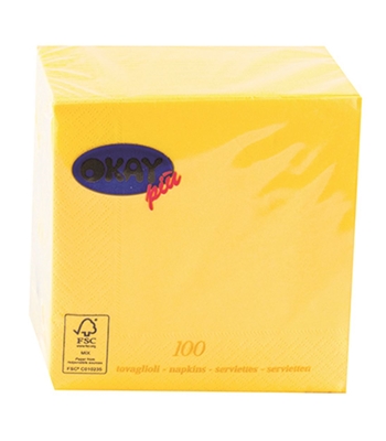TOVAGLIOLI 2 VELI 25X25 GIALLO LIMONE OKAY 100 pezzi TOVAGLIOLI 2 VELI 25X25 GIALLO LIMONE OKAY 100 pezzi
