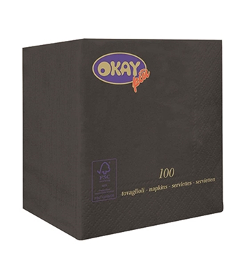 TOVAGLIOLI 2 VELI 25X25 NERO OKAY 100 pezzi TOVAGLIOLI 2 VELI 25X25 NERO OKAY 100 pezzi