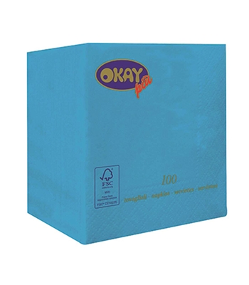 TOVAGLIOLI 2 VELI 25X25 TURCHESE OKAY 100 pezzi TOVAGLIOLI 2 VELI 25X25 TURCHESE OKAY 100 pezzi