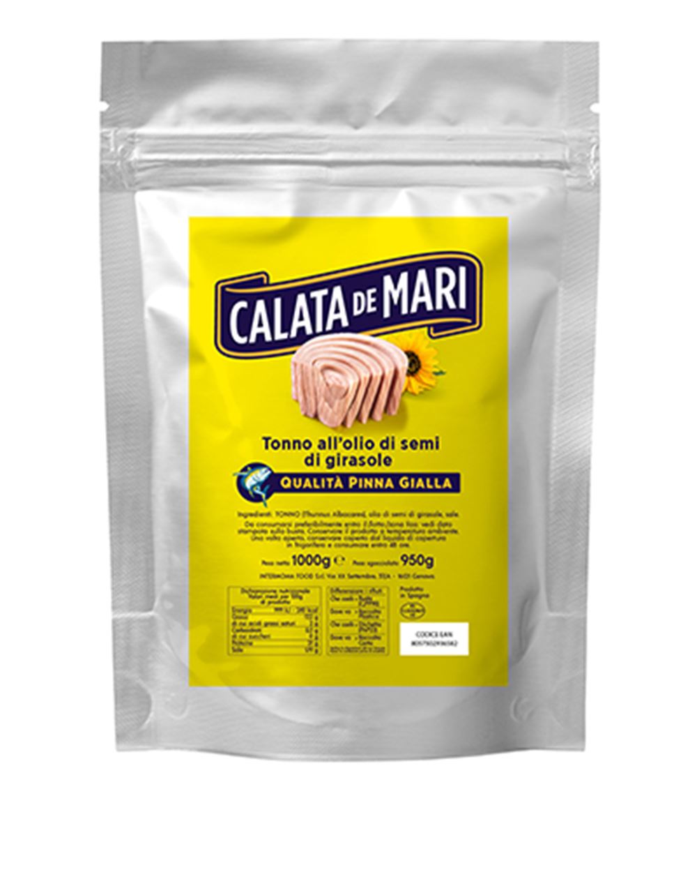 TONNO PINNE GIALLE ALL'OLIO DI SEMI BUSTA CALATA DE MARI  1 kg 