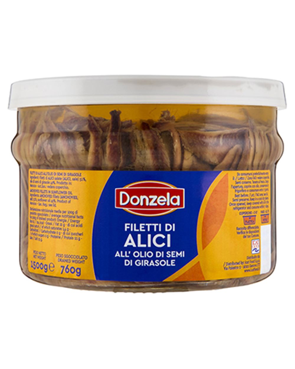 FILETTI DI ALICI ALL'OLIO DI SEMI DONZELA 1,5 kg 