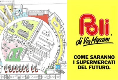 1998 - Campagna pubblicitaria per l'inaugurazione del nuovo supermercato circolare di via Maccani a Trento.